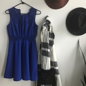 Astr Blue Mesh Cut-Out Dress